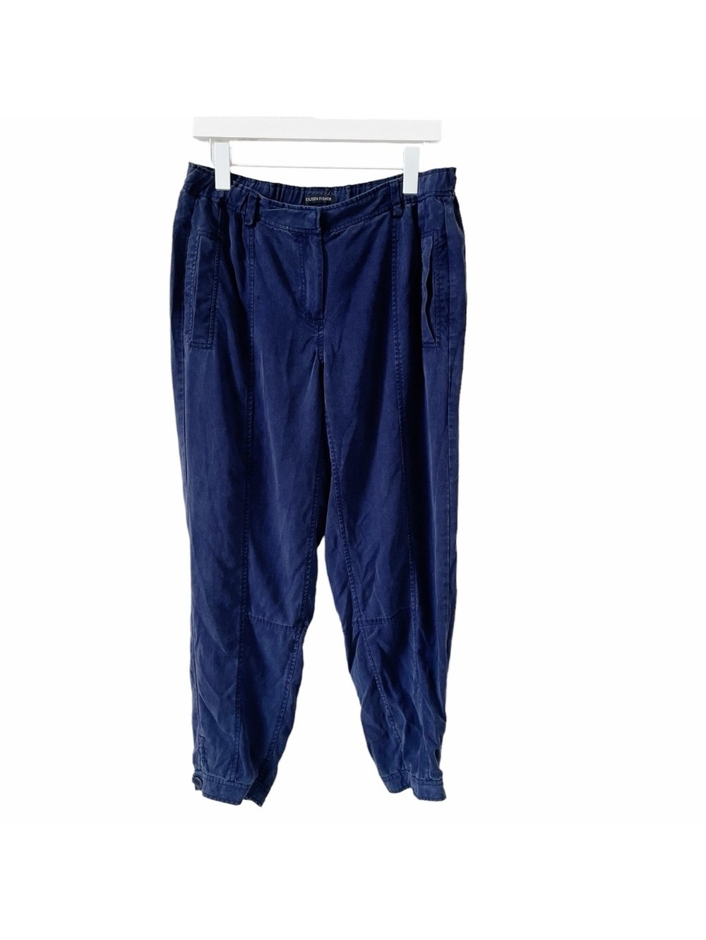 Eileen Fisher 100% Tencel Cropped Pant Navy Blue Sz Medium Minimalist Lagenlook